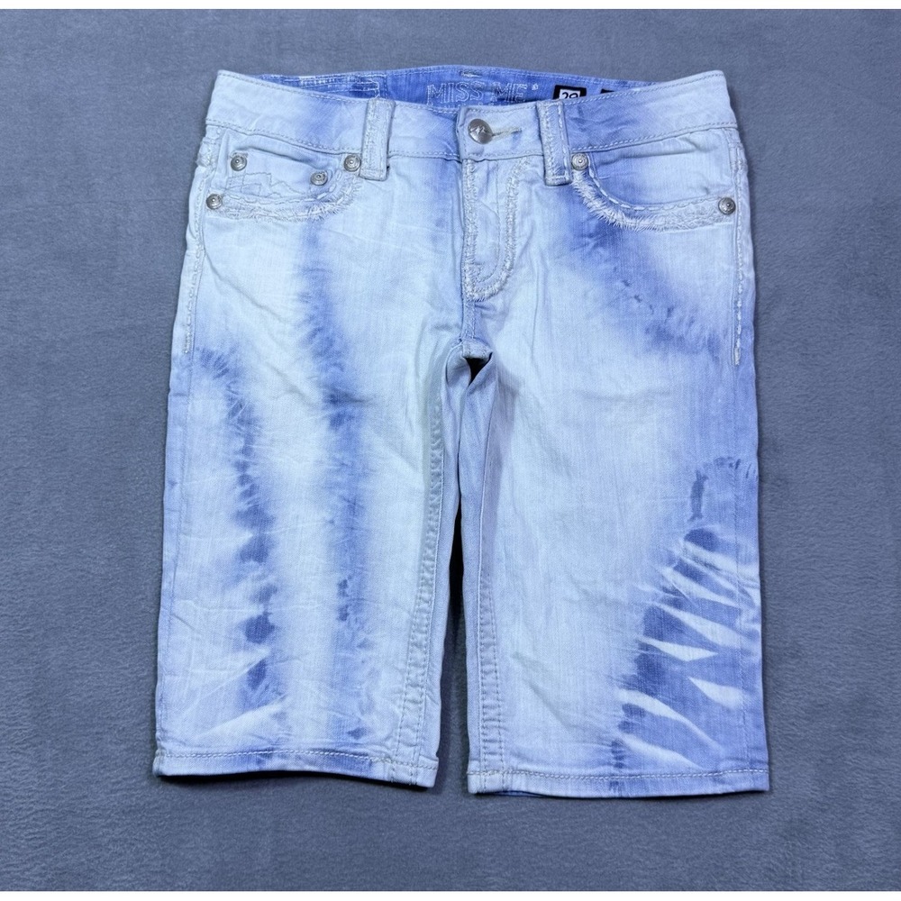 Miss Me Shorts Womens 29 IRENE Bermuda 13" Inseam Denim Studded Y2K Boho